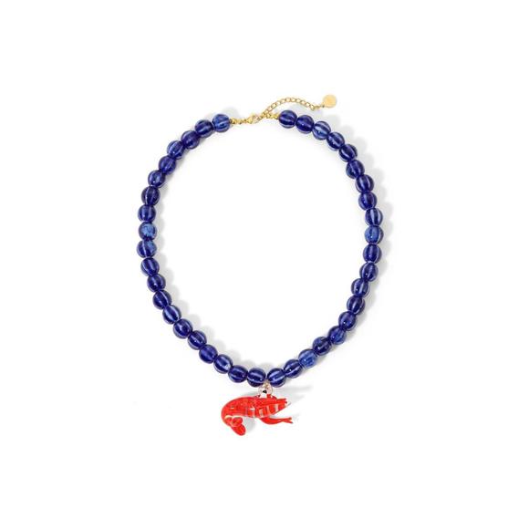 NEW MINERVA women's gambón necklace in blue and red - Picture 1 of 2